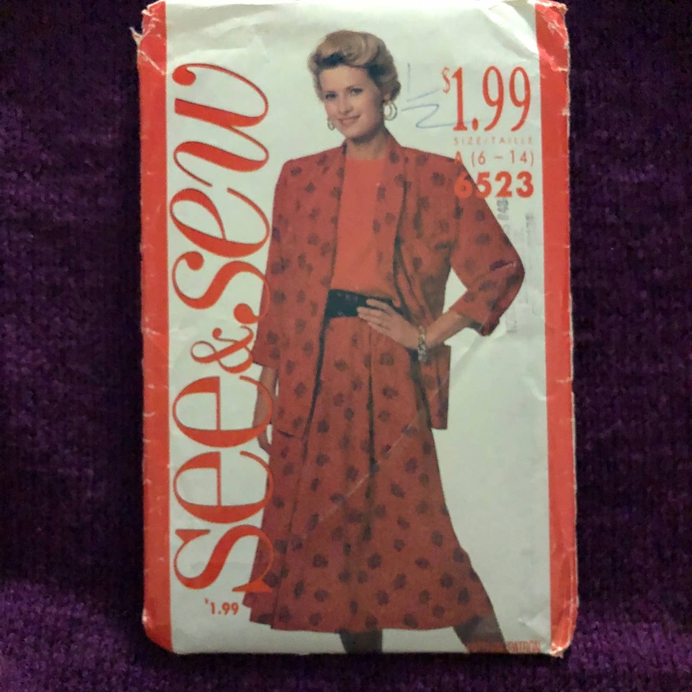 Butterick Sewing pattern 6523 Womens suit Blazer midi skirt top